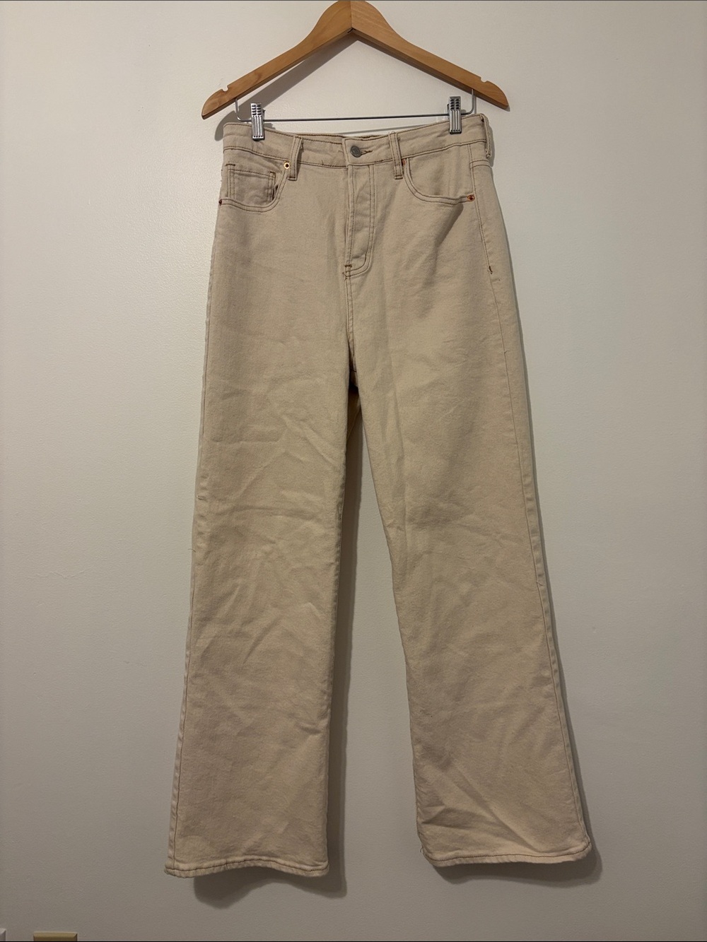 Classic High-Rise Wide-Leg Jeans - Cream